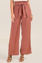 Francesca's Jasper Wide Leg Paperbag Palazzo Pant - Rust