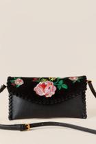 Francesca's Taylor Embroidered Leather Clutch - Black