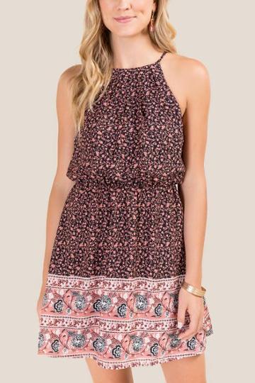 Francesca Inchess Effie Floral A-line Dress - Black
