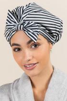 Francescas Remi Shower Cap In Black Stripes - Black