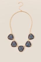Francesca's Baylee Beaded Triangle Necklace - Navy