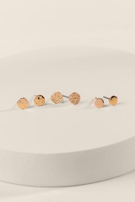 Francesca's Olivia Textured Circle Stud Earring Set - Gold