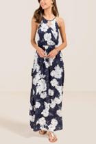 Francesca Inchess Odella Tropical Floral Maxi Dress - Navy