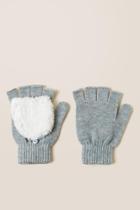 Francesca's Echo Sherpa Lurex Flip Top Gloves - Gray