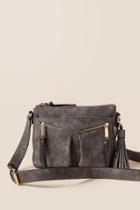 Francesca's Maddie Double Zip And Tassel Crossbody - Gray