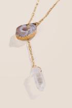 Francesca's Laurette Druzy And Quartz Threader Necklace - Clear