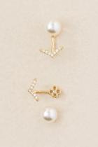 Francesca's Louella Cubic Zirconia Pearl Stud Earring - Pearl