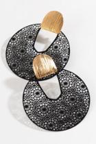 Francesca's Khadija Filigree Circle Drop Earrings - Black