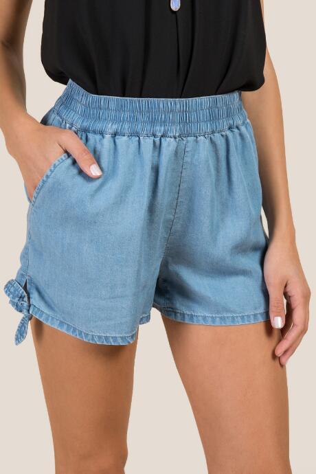 Francesca's Jillian Side Knot Soft Shorts - Chambray