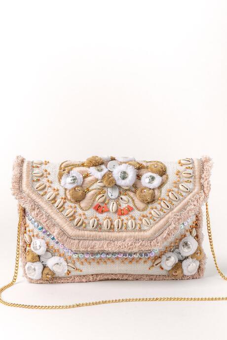 Francesca's Sue Shell And Beaded Clutch - Ivory