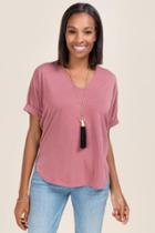 Blue Rain Addie Solid Blouse - Rose