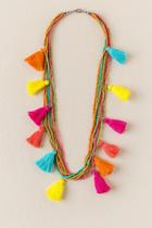 Francesca's Maldive Beaded Tassel Necklace - Multi
