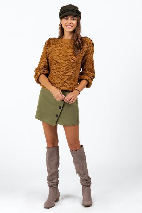 Francesca's Sabela Button Shoulder Sweater - Mustard