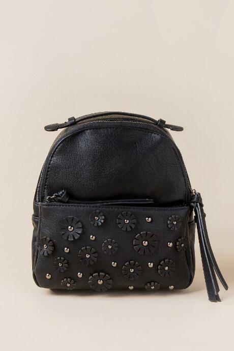 Francesca's Sofie 3d Floral Mini Backpack - Black