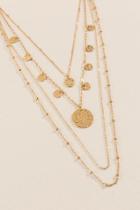Francesca's Heather Layered Coin Metal Necklace - Gold
