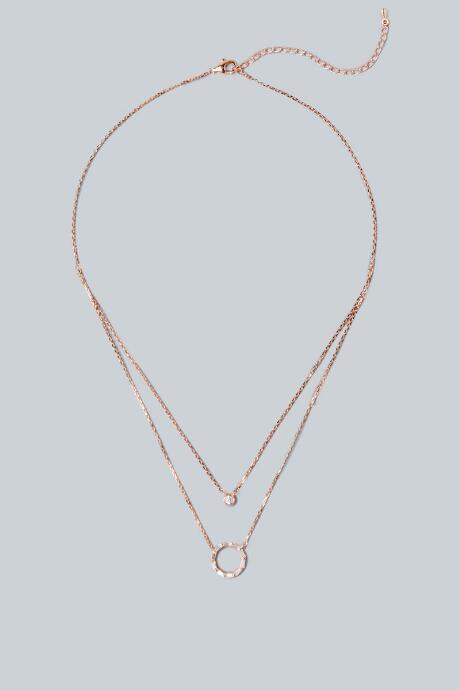 Francesca's Lucca Layered Circle Pendant Necklace - Rose/gold