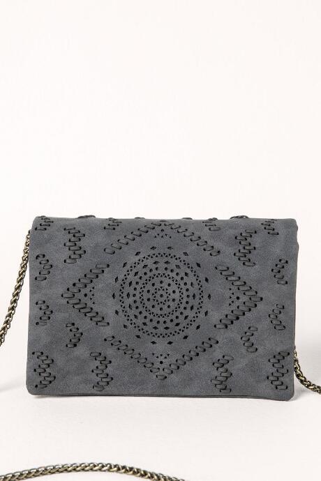 Francesca's Waverly Perforated Crossbody - Black