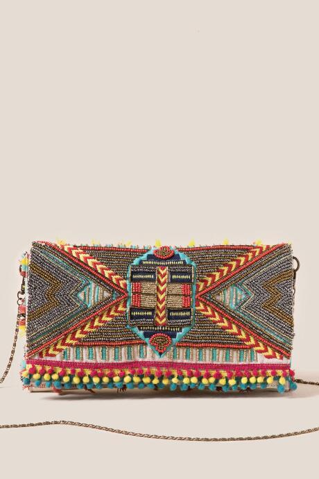 Francesca's Josephine Beaded Pom Clutch - Multi