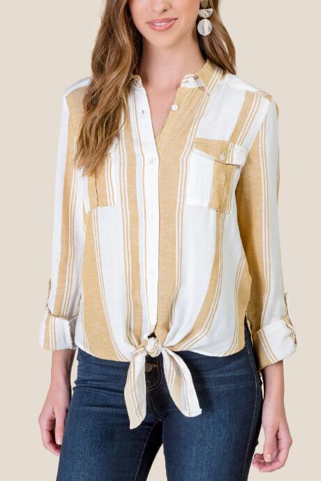Francesca's Breanna Button Down Top - Marigold