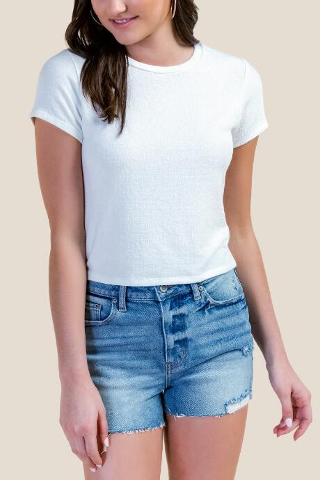 Francesca's Alexandra Cropped Tee - White