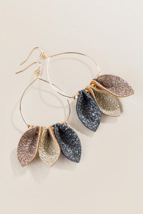 Francesca's Deandra Metallic Leaf Statement Earrings - Mixed Plating