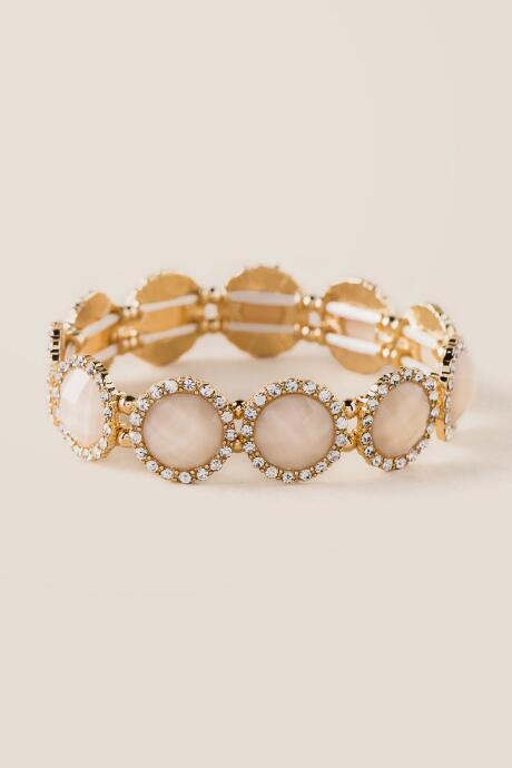 Francesca's Kacie Round Pave Stretch Bracelet - Blush