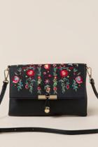 Francesca's Carrie Floral Hook Crossbody - Black