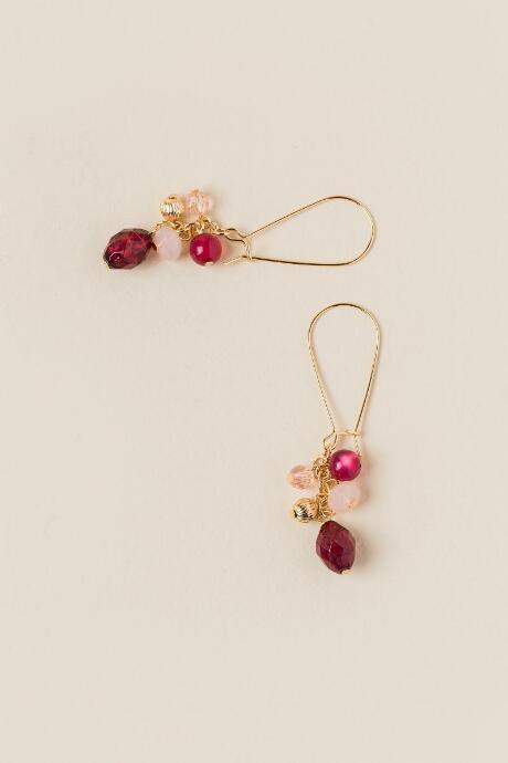 Francesca's Miranda Bead Cluster Drop Earring - Burgundy