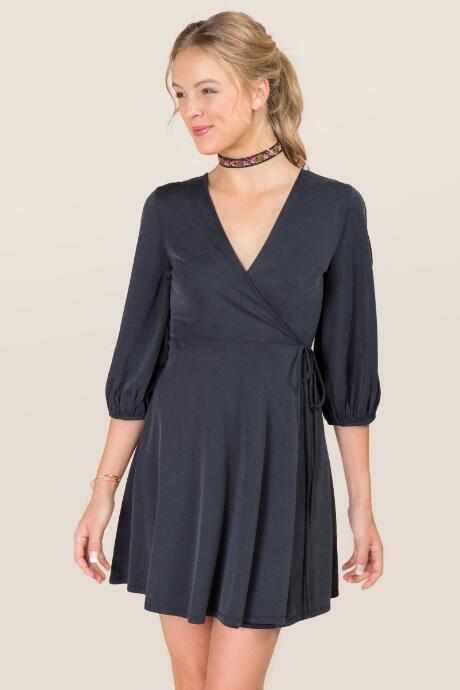 Alya Ingrid Cold Shoulder Wrap Dress - Black