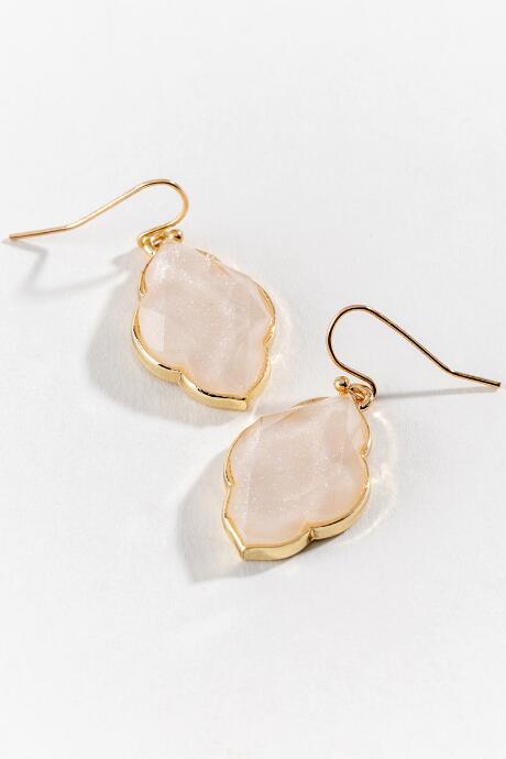 Francesca's Jimena Medallion Glass Drop Earrings - Ivory