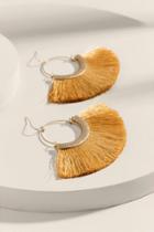 Francesca's Alyssa Tasseled Circle Drop Earrings - Mustard