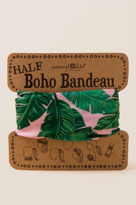 Francescas Boho Bandeau In Pink Palm - Blush