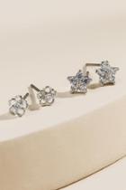 Francesca's Julia Cz Flower Stud Earring Set - Crystal