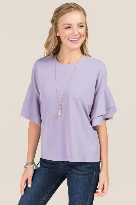 Blue Rain Michelle Double Ruffle Blouse - Lavender