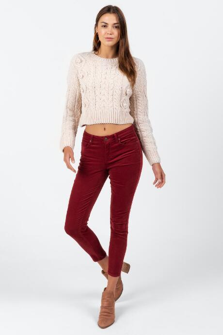 Francesca's Zade Skinny Corduroy Pants - Burgundy