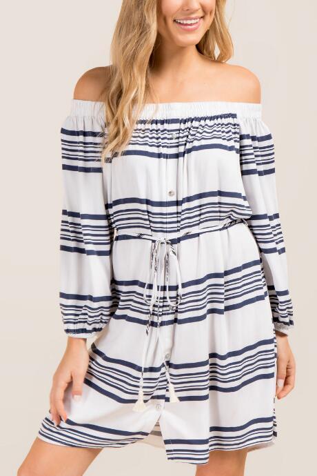 Francesca Inchess Kira Striped Button Down Shift Dress - White