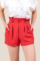 Francesca Inchess Camila Paperbag Waist Classic Shorts - Red