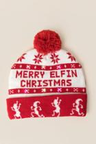 Francesca's Merry Elfin Christmas Led Beanie - White