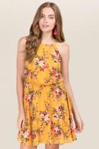 Francesca's Marisole Floral A-line Dress - Marigold