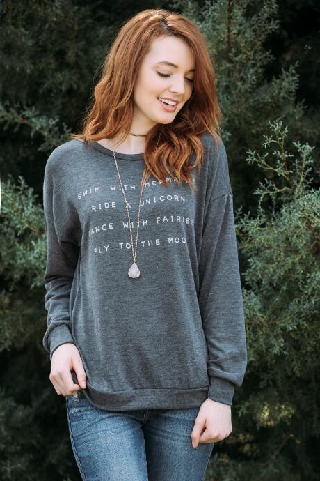 Alya Swim With Mermaids Graphic Sweatshirt - Gray