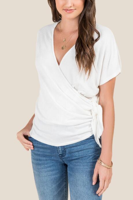 Francesca Inchess Hayley Short Sleeve Surplus Top - Ivory