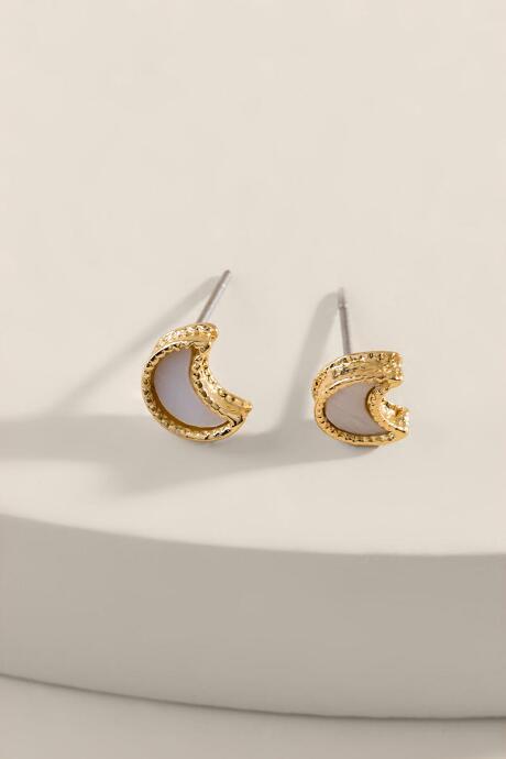 Francesca's Kaitlyn Moon Stud Earrings - Pearl