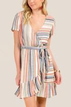 Francesca's Ann Striped Wrap Dress - Multi