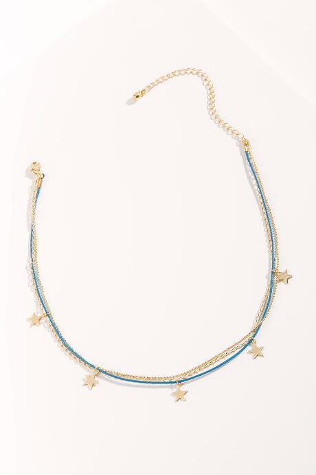 Francesca's Emmeline Layered Star Drops Choker - Navy