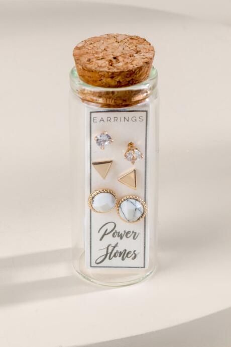 Francesca's Power Stone Howlite Delicate Earring Set - White
