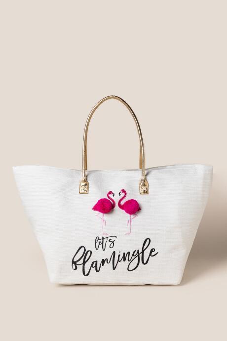 Francesca's Let's Flamingle Tote - Natural