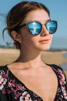Francesca Inchess Zoe Mirrored Cat Eye Sunglasses - Blue