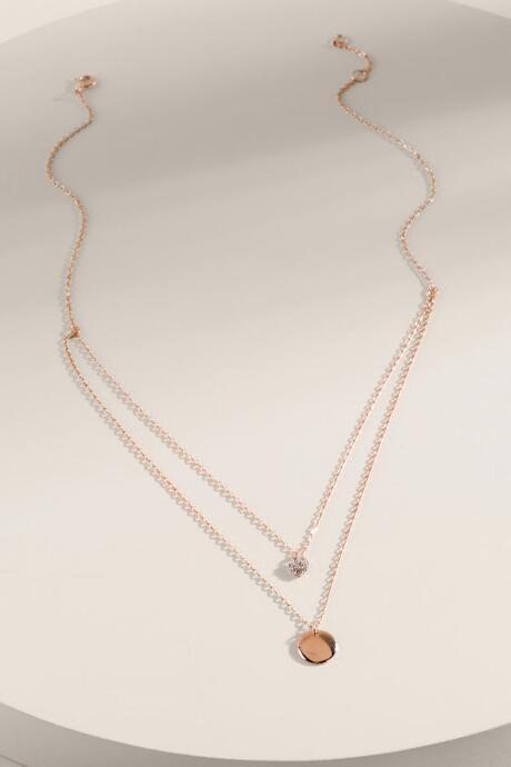 Francesca's Francine Coin Pendant Layered Necklace - Rose/gold