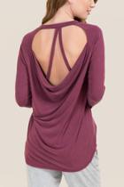 Francesca's Rosemarie Lattice Scoop Back Cupro Top - Burgundy