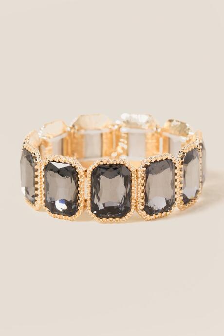 Francesca's Daria Square Stretch Bracelet In Black - Black